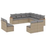 vidaXL Salon de jardin et coussins 11 Pièces mélange beige résine tressée