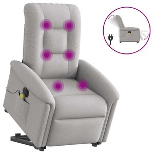 vidaXL Fauteuil inclinable de massage électrique gris nuage tissu