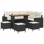 vidaXL Ensemble de canapé de jardin avec coussin 9 Pièces Noir et crème