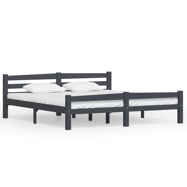 vidaXL Cadre de lit sans matelas gris foncé pin massif 180x200 cm