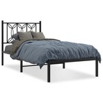 vidaXL Cadre de lit métal avec tête de lit noir 90x190 cm