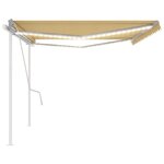 vidaXL Auvent manuel rétractable avec LED 5x3 m Jaune et blanc