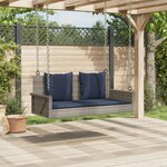 vidaXL Banc à bascule avec coussins Gris 119 x 56 x 48 cm Résine tressée