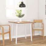 vidaXL Table à manger blanc bois massif et caoutchouc