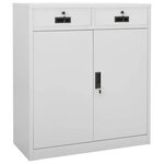 Armoire de bureau design durable avec 2 étagères réglables 90 x 40 x 102 cm en acier gris clair 02_0046908