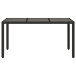 vidaXL Table de jardin dessus en verre Noir 150x90x75cm Résine tressée