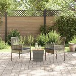 vidaXL Ensemble bistro de jardin 3 Pièces Gris Poly rotin