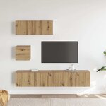 vidaXL Ensemble de meuble TV mural 4 Pièces chêne artisanal