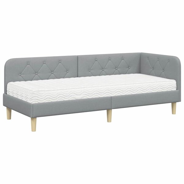vidaXL Cadre de lit d'angle Gris clair 80 x 200 cm tissu