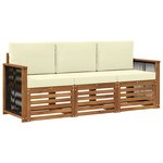 vidaXL Ensembles de canapés avec coussin 3 Pièces Bois d'Acacia Massif