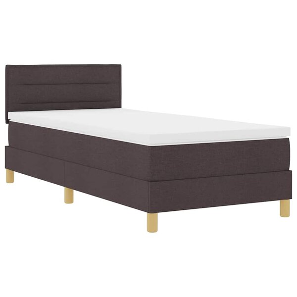 vidaXL Lit à ressort LED avec matelas Marron foncé 90 x 190 cm tissu