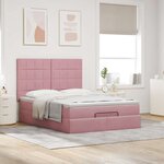VidaXL Cadre de lit ottoman avec matelas rose 140x200 cm velours