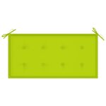 vidaXL Banc de jardin avec coussin vert vif 112 cm Bois de teck massif