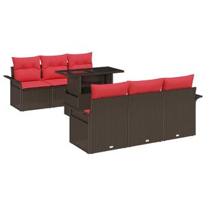 vidaXL Ensemble de canapé de jardin 7 pc 6 place Marron polyrotin