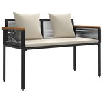 vidaXL Ensemble de meubles d'extérieur 4 Pièces Noir et blanc crème