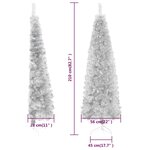 vidaXL Demi sapin de Noël artificiel mince avec support Argenté 210 cm