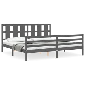 vidaXL Cadre de lit sans matelas gris 200x200 cm bois massif