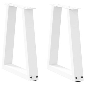 vidaXL Pieds de table basse en forme de V  2 pièces  blanc  38 x (42-43 3) cm  acier