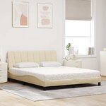 vidaXL Lit avec matelas Hanko crème 160x200 cm tissu