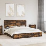vidaXL Lit de Rangement Chêne fumé 180 x 200 cm Bois d'ingénierie