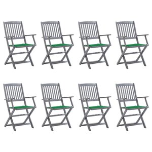 vidaXL Chaises pliables d'extérieur 8 Pièces avec coussins Bois d'acacia