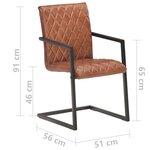 vidaXL Chaises à manger cantilever lot de 2 marron cuir véritable