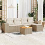 vidaXL Salon de jardin avec coussins 6 Pièces beige résine tressée