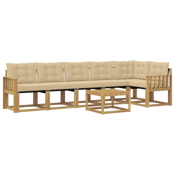vidaXL Ensemble de canapés d'extérieur 7 pc Blanc et Beige