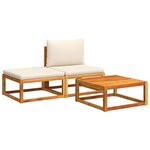 vidaXL Ensemble de canapés de jardin 3 pièces avec coussins en bois d'acacia et rotin