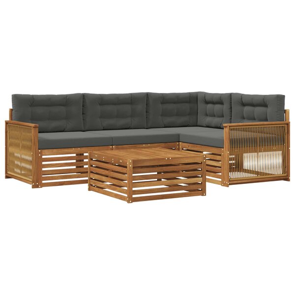 vidaXL Ensemble de canapés d'extérieur 5 pc Naturel et Anthracite