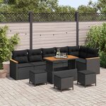 vidaXL Ensemble de canapé de jardin 10 Pièces Noir Poly rotin