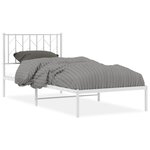 vidaXL Cadre de lit métal sans matelas avec tête de lit blanc 90x200cm