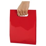 Pochette cadeau pelliculée rouge à poignée découpée 38 x 41 x 10 cm (lot de 100)