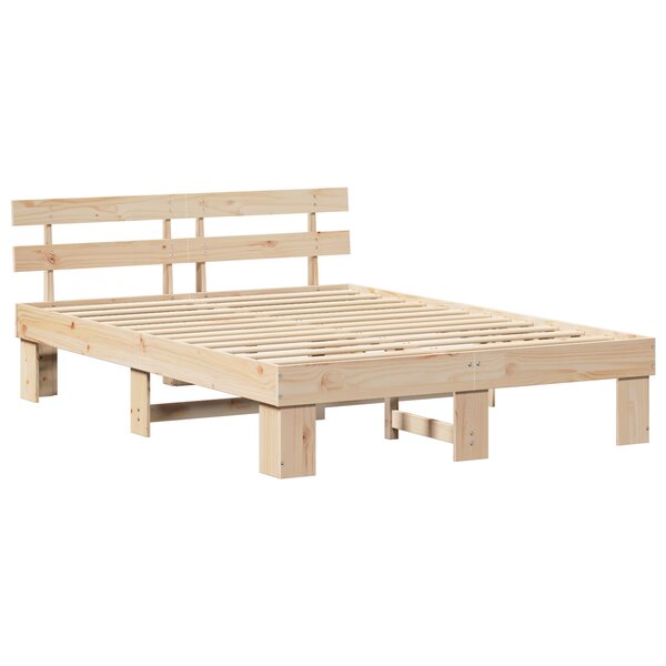 vidaXL Cadre de Lit avec Tête de Lit 150x200 cm Bois Massif Pin