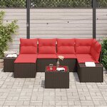 vidaXL Ensemble de canapé de jardin 7 Pièces Marron polyrotin