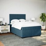 vidaXL Sommier à lattes de lit et matelas bleu 140x200 cm velours