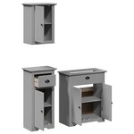 vidaXL Meubles de salle de bain 3 Pièces BODO gris bois de pin massif