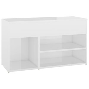 vidaXL Banc à chaussures Blanc brillant 80x30x45 cm Bois d'ingénierie