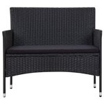 vidaXL Salon de jardin 5 Pièces avec coussins résine tressée noir