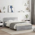 vidaXL Cadre de lit avec tête de lit et LED sonoma gris 140x190 cm