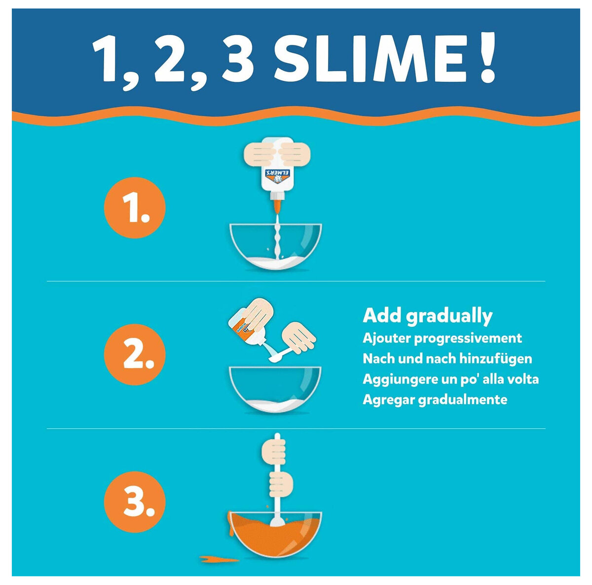 ELMER´S Kit Slime glacial, 2 Flacons colle transparente (147 ml), 4 Stylos  colle à paillettes, 2 flacons liquide magique (68 ml)