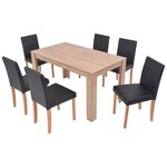 vidaXL Table et chaises 7 Pièces Cuir synthétique Chêne Noir