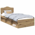 vidaXL Cadre de lit Chêne artisan 90 x 200 cm Bois de pin massif