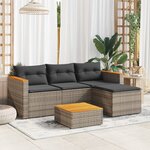 vidaXL Salon de jardin avec coussins 3 Pièces gris résine tressée