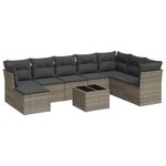 vidaXL Salon de jardin 9 Pièces avec coussins gris résine tressée