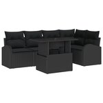 vidaXL Ensemble de Canapés de Jardin 6 Pièces avec Coussins Noirs en Rattan Synthétique