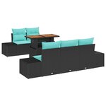 vidaXL Ensemble de canapé de jardin 6 Pièces Noir Poly rotin