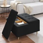 vidaXL Pouf de rangement avec coussin Noir 80 x 80 x 45 cm tissu
