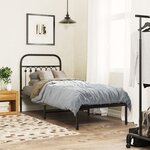 vidaXL Cadre de lit métal sans matelas avec tête de lit noir 75x190 cm