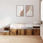vidaXL Cadre de lit avec rangement Bois ancien 234 x 103 x 53.5 cm